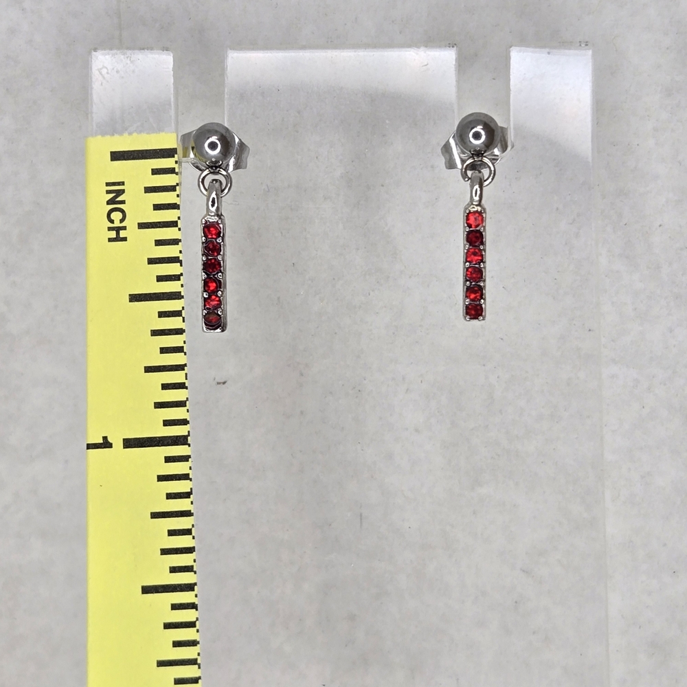 Hand Crafted Silver and Red Gemstone Earrings